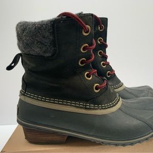 Sorel Slimpack III Lace Up Boot Shoes Waterproof Leather Black Sz 8